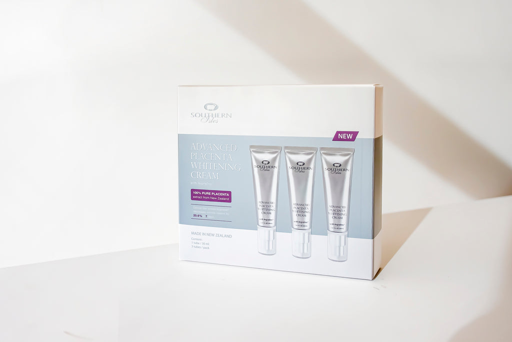 Product image of Advanced Placenta Whitening Cream from KiwiCorp – skin-brightening and anti-aging moisturizer.
