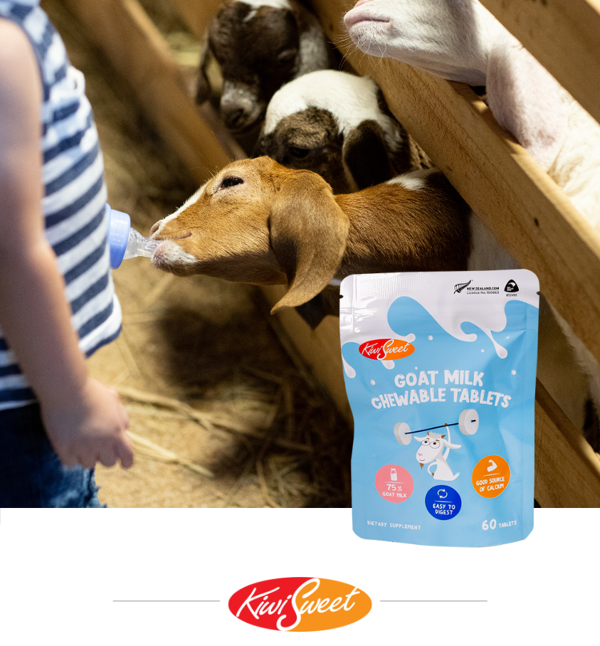 KiwiSweet goat milk chewable tablets for daily nutrition and digestion
